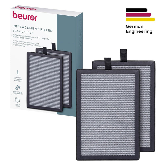 Beurer Germany HEPA H13 Filter Replacement Set for Beurer LV 500 | 2-in-1 Air Purifier & Fan | Pack of 2
