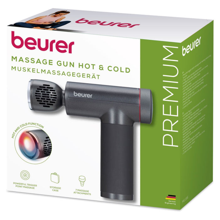 Beurer MG 195 Massage Gun: Hot & Cold Trigger Point Massage, 9 Intensities, 7 Attachments