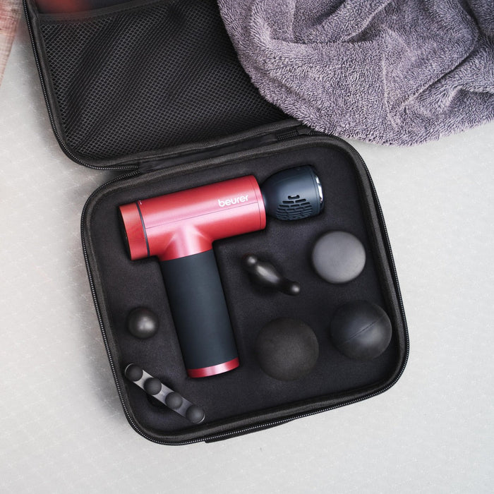 Beurer MG 195 LE25 Massage Gun | Hot & Cold Trigger Point Massage | 7 Attachments | 9 Modes | USB Rechargeable