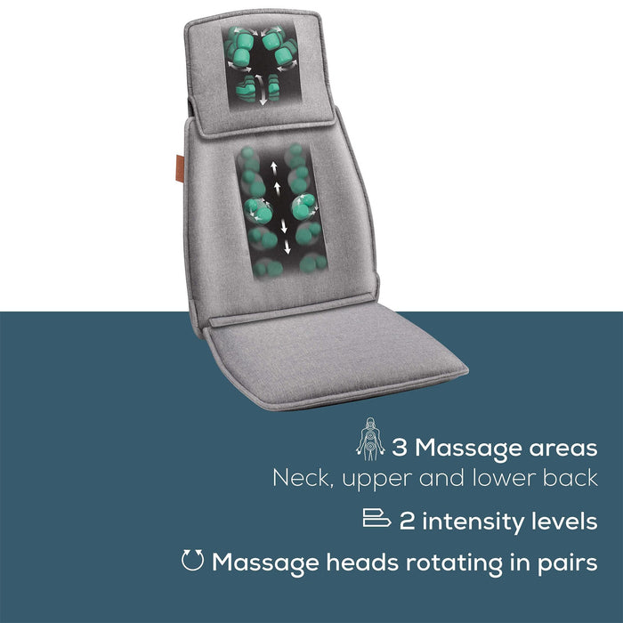 Beurer Germany Shiatsu Massage Seat Cover for Neck & Back Relaxation MG 330 GREY
