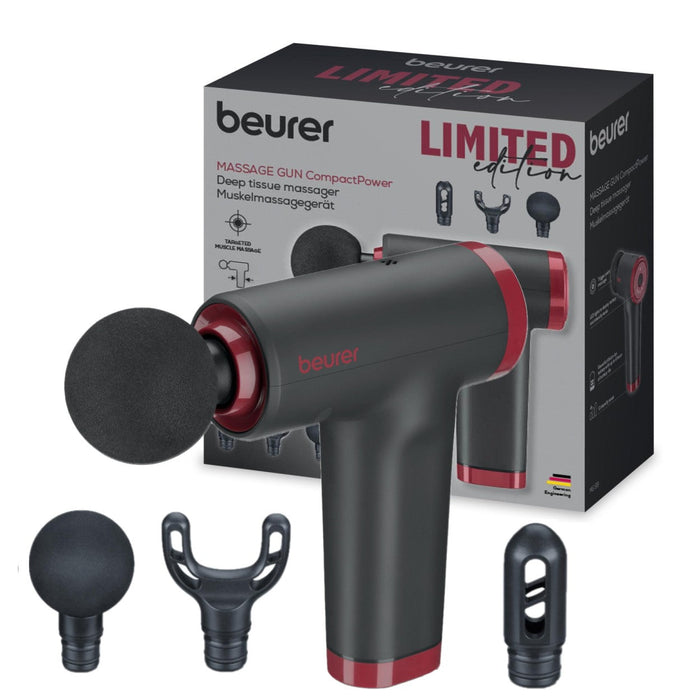 Beurer Massage Gun MG 89 LE25 Rechargeable, Compact, Powerful, Targeted Muscle Regeneration. 3 Massage Heads
