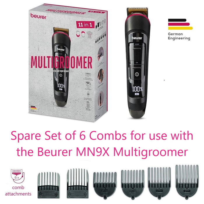 Beurer Spare Comb Attachments for MN9X Groomer: Set of 6 Replacement Combs