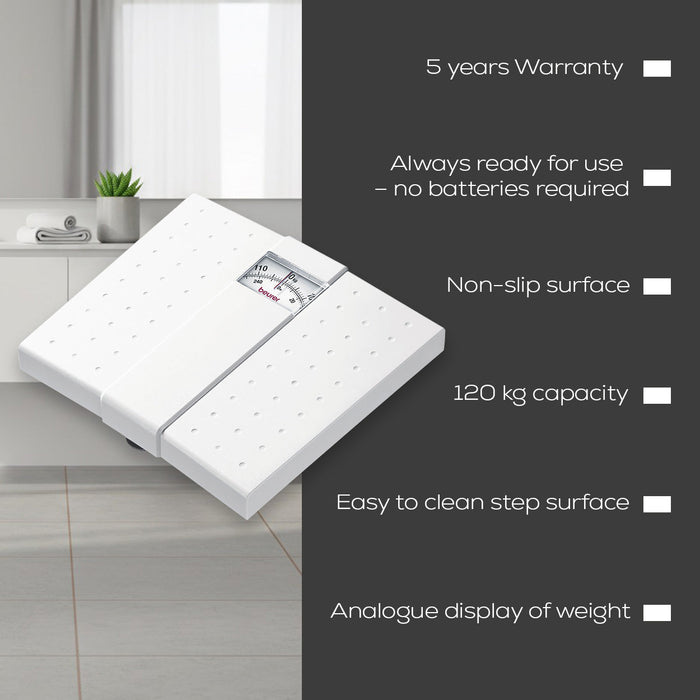 Beurer Mechanical Bathroom Scale MS 01 | Analogue Display |No Batteries | Eco-Friendly | 120kg Capacity