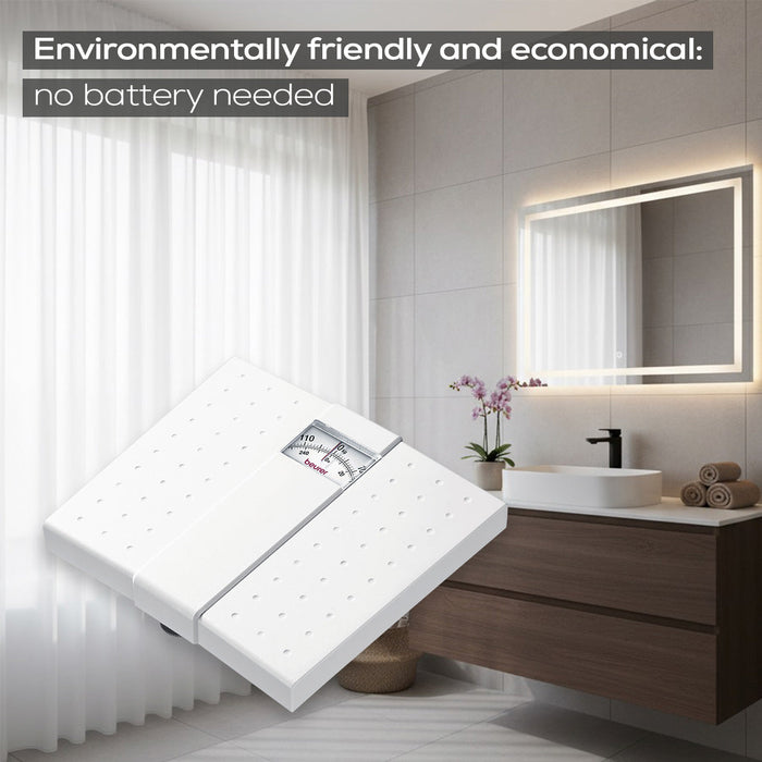 Beurer Mechanical Bathroom Scale MS 01 | Analogue Display |No Batteries | Eco-Friendly | 120kg Capacity
