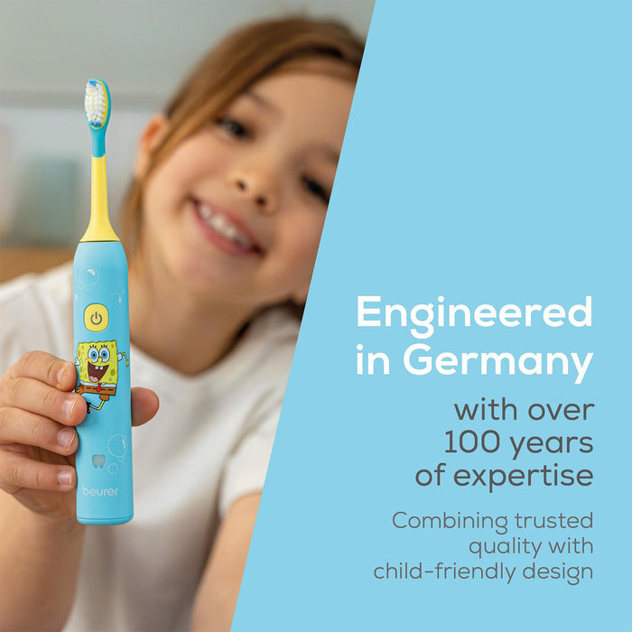 Beurer Germany SpongeBob Sonic Toothbrush | 2 Heads Ages 3-6 | Aqua Blue