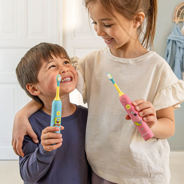 Beurer Germany SpongeBob Sonic Toothbrush | 2 Heads Ages 3-6 | Aqua Blue