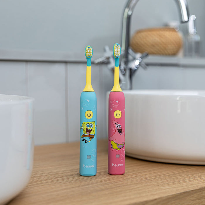 Beurer Germany SpongeBob Sonic Toothbrush | 2 Heads Ages 3-6 | Aqua Blue
