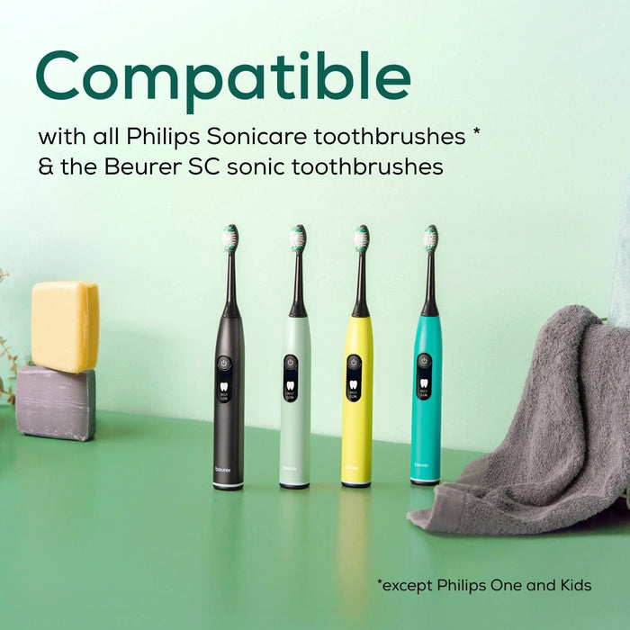 Beurer Protection Plus Brush Heads: Gentle on Teeth & Gums. For Beurer SC Sonic & Most Philips Sonicare Toothbrushes