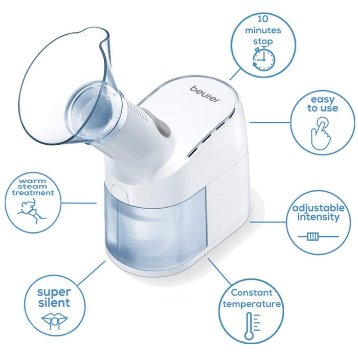 Beurer SI 40 Steam Vaporiser 2-in-1: Aroma Mask Eases Colds, Allergies / Facial Mask Hydrates Facial Skin, Opens Pores