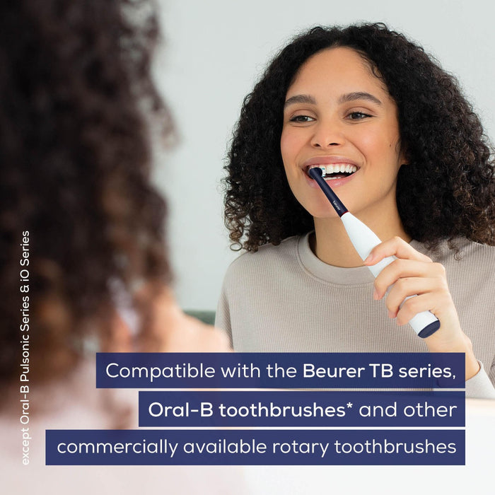 Beurer Spare Toothbrush Heads Compatible with TB, Oral B & Standard Rotating Toothbrushes | Soft Bristles | Eco-Friendly | Sensitive x4
