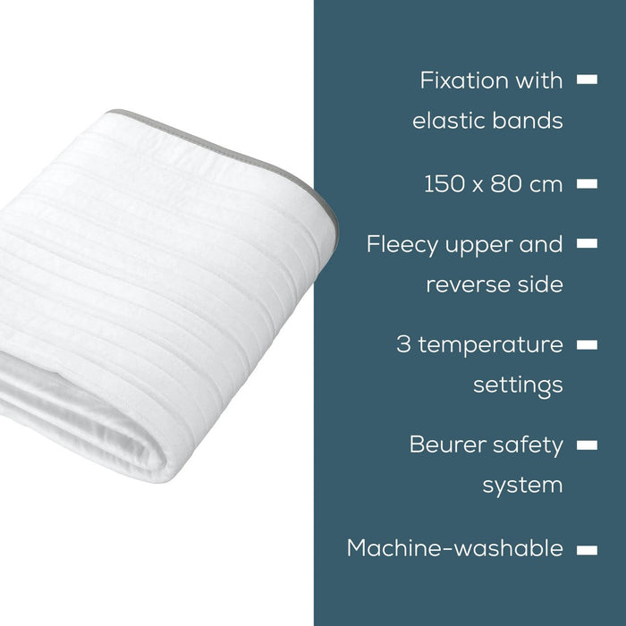 Beurer Germany TS 17 Electric Blanket: Fleece Heated Underblanket 150x80cm