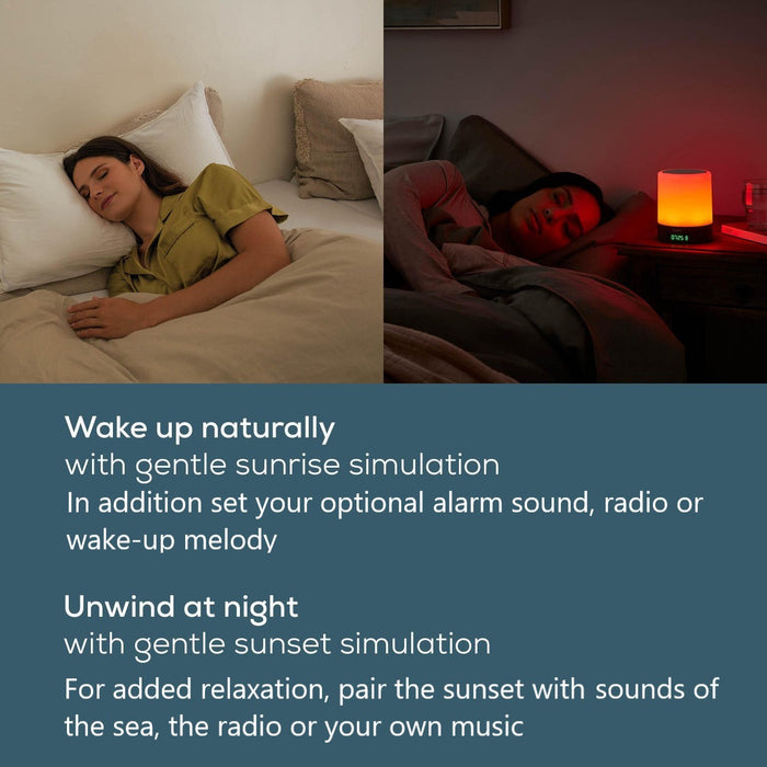 Beurer WL 50 Alarm Clock | Sunrise/Sunset Simulation | Radio & Bluetooth Speaker | Bedside Light | LED Light Colours