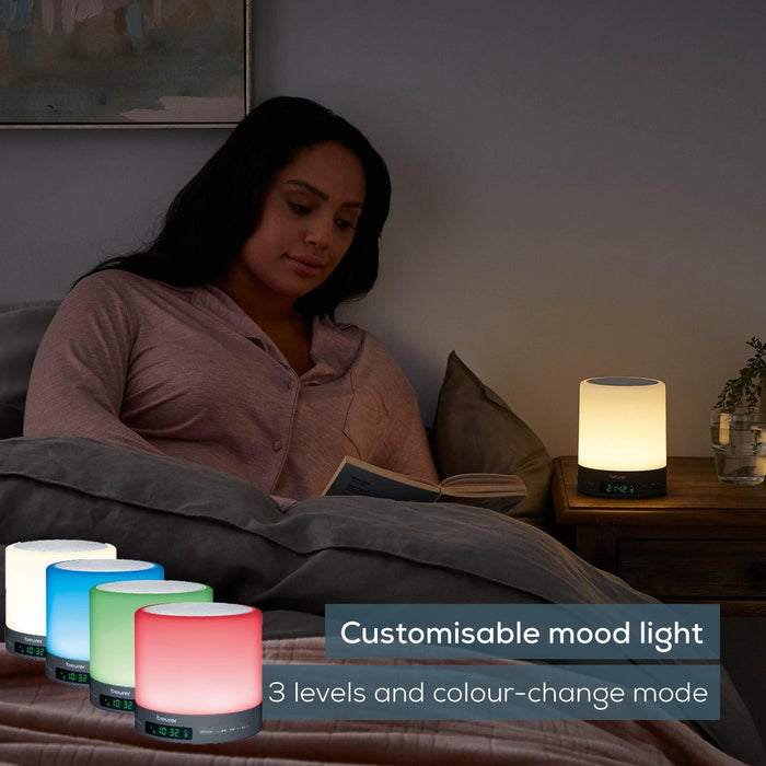 Beurer WL 50 Lichtwecker – LED-Stimmungslicht, Sonnenauf- Und -untergangssimulation, Bluetooth & Radio, Schlafrhythmus-Unterstützung