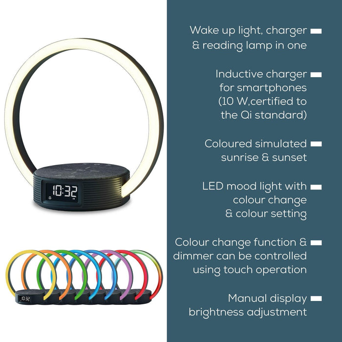 Beurer WL 65 Wake + Charge Wake Up Light | Bedside Light, Fast Phone Charger, Dual Alarm & Variable LED