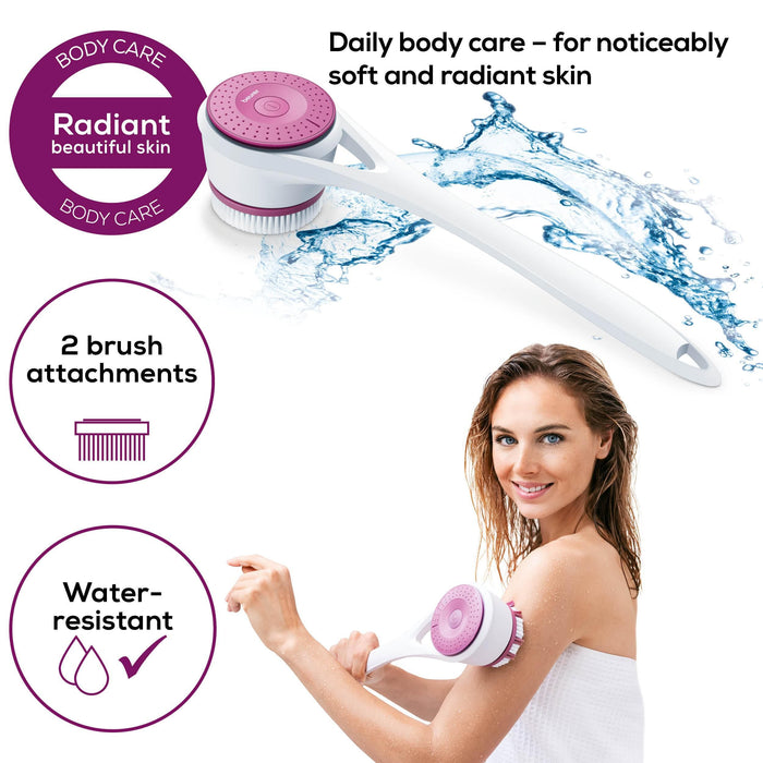 Beurer FC 25 Body Brush for Deep Cleansing & Massage | Waterproof | Removeable Long Handle For The Back