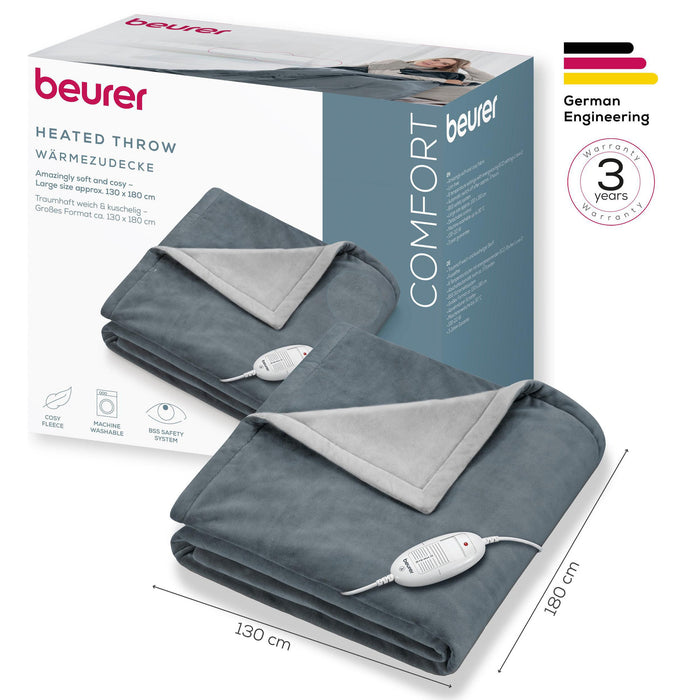 Beurer HD 75 Dark Grey Heated Overblanket - 180x130cm