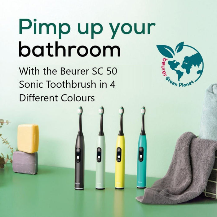 Beurer SC 50 Electric Toothbrush | Advanced Sonic Technology for Healthy Teeth & Gums | Eco-Friendly | Ocean Breeze Blue